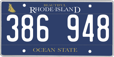 RI license plate 386948