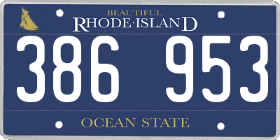 RI license plate 386953