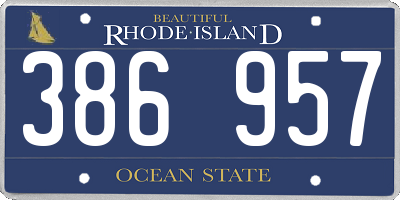 RI license plate 386957