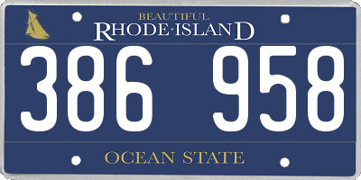 RI license plate 386958