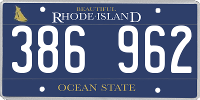 RI license plate 386962