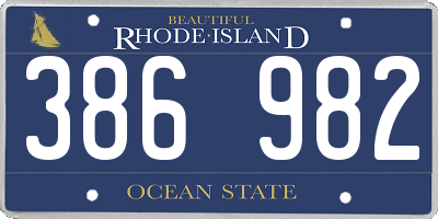 RI license plate 386982
