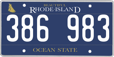 RI license plate 386983