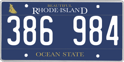 RI license plate 386984