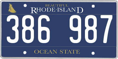 RI license plate 386987