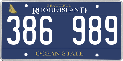 RI license plate 386989