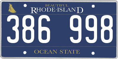 RI license plate 386998