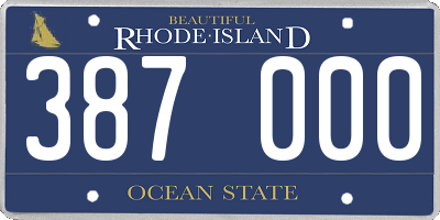 RI license plate 387000