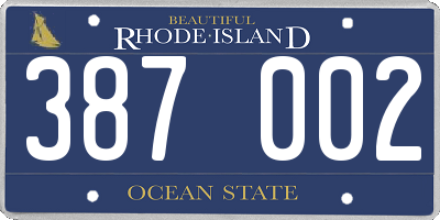 RI license plate 387002