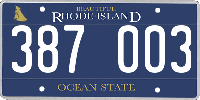 RI license plate 387003