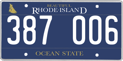 RI license plate 387006