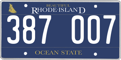 RI license plate 387007