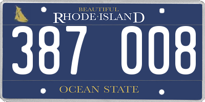 RI license plate 387008