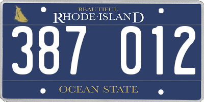 RI license plate 387012