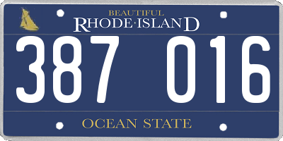 RI license plate 387016