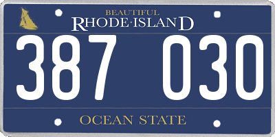 RI license plate 387030