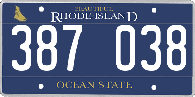 RI license plate 387038