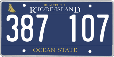 RI license plate 387107