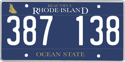 RI license plate 387138