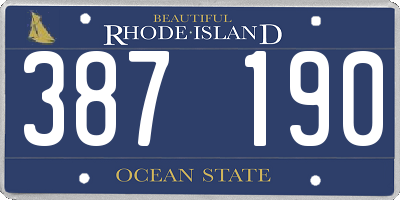 RI license plate 387190