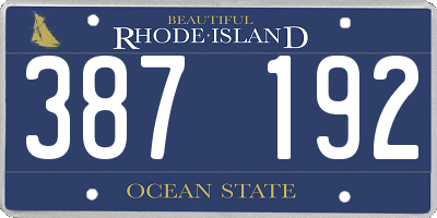 RI license plate 387192