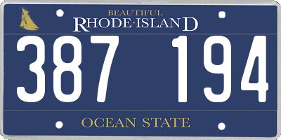 RI license plate 387194