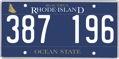 RI license plate 387196