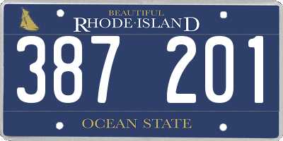RI license plate 387201