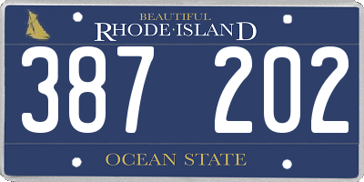 RI license plate 387202