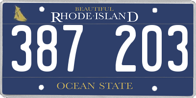 RI license plate 387203