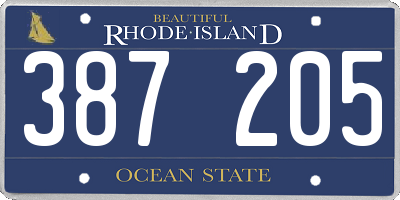 RI license plate 387205