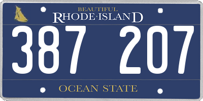 RI license plate 387207