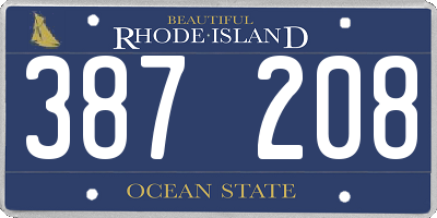 RI license plate 387208
