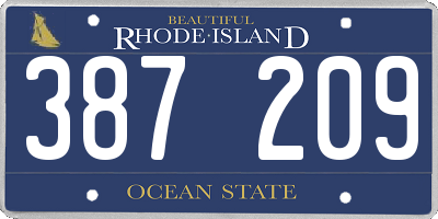 RI license plate 387209