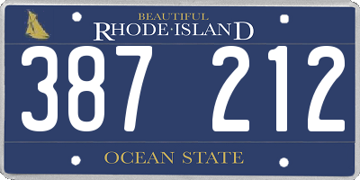 RI license plate 387212