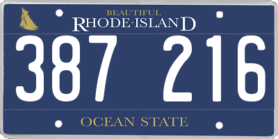 RI license plate 387216