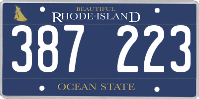 RI license plate 387223