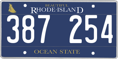 RI license plate 387254
