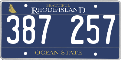 RI license plate 387257