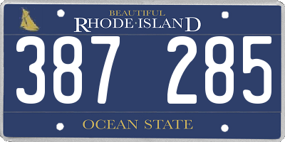 RI license plate 387285