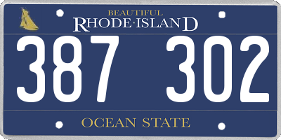 RI license plate 387302