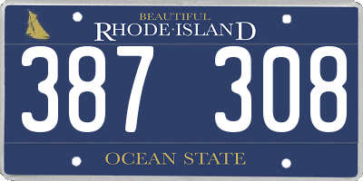 RI license plate 387308