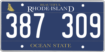 RI license plate 387309