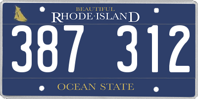 RI license plate 387312