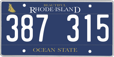 RI license plate 387315