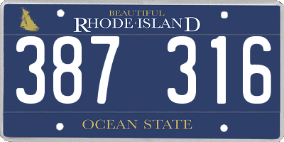 RI license plate 387316