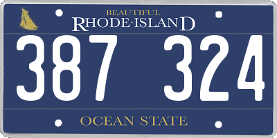 RI license plate 387324