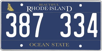 RI license plate 387334