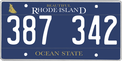 RI license plate 387342