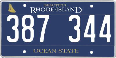 RI license plate 387344